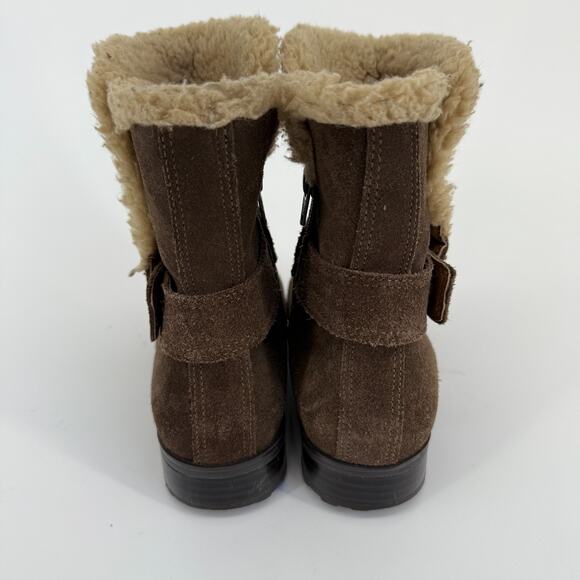Giani Bernini Brown Suede Ankle Boots Faux Shearling Lined Size 7.5M Cozy Winter - Picture 4 of 8